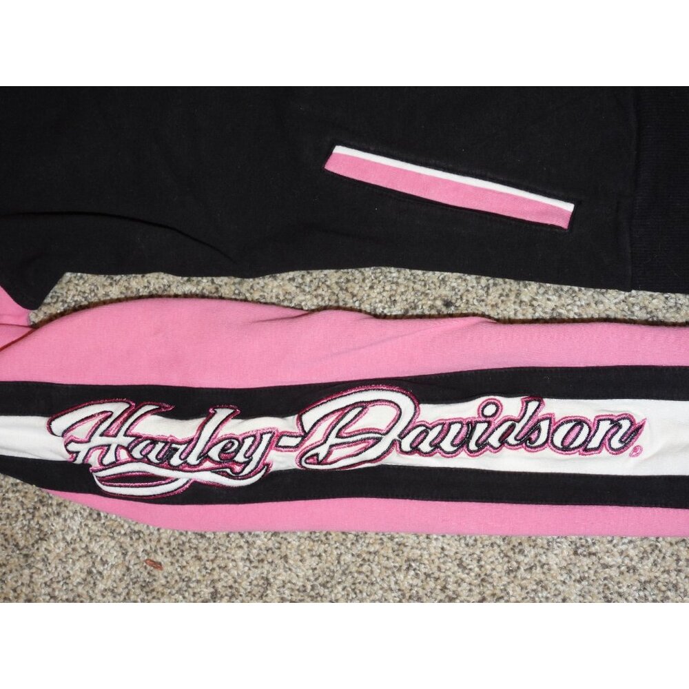2008 Harley-Davidson Motorcycles Full Zip Fleece Pink Black Jacket Womens Medium - Picture 4 of 11